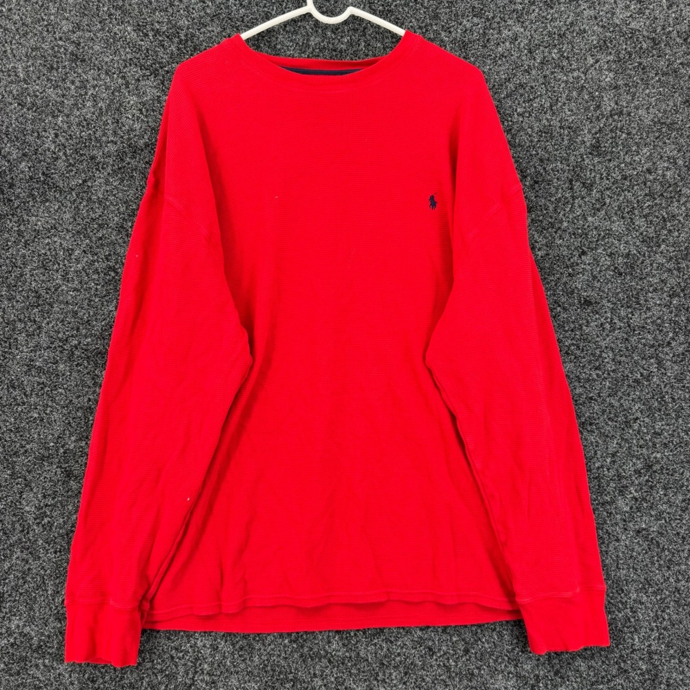 Polo Ralph Lauren Mens 4XL Red Waffle Knit Thermal Long Sleeve Pony Logo Shirt